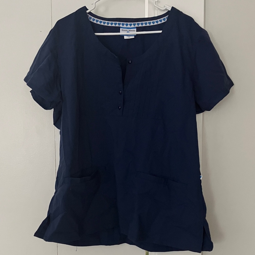 Navy Blue Women Scrib Top